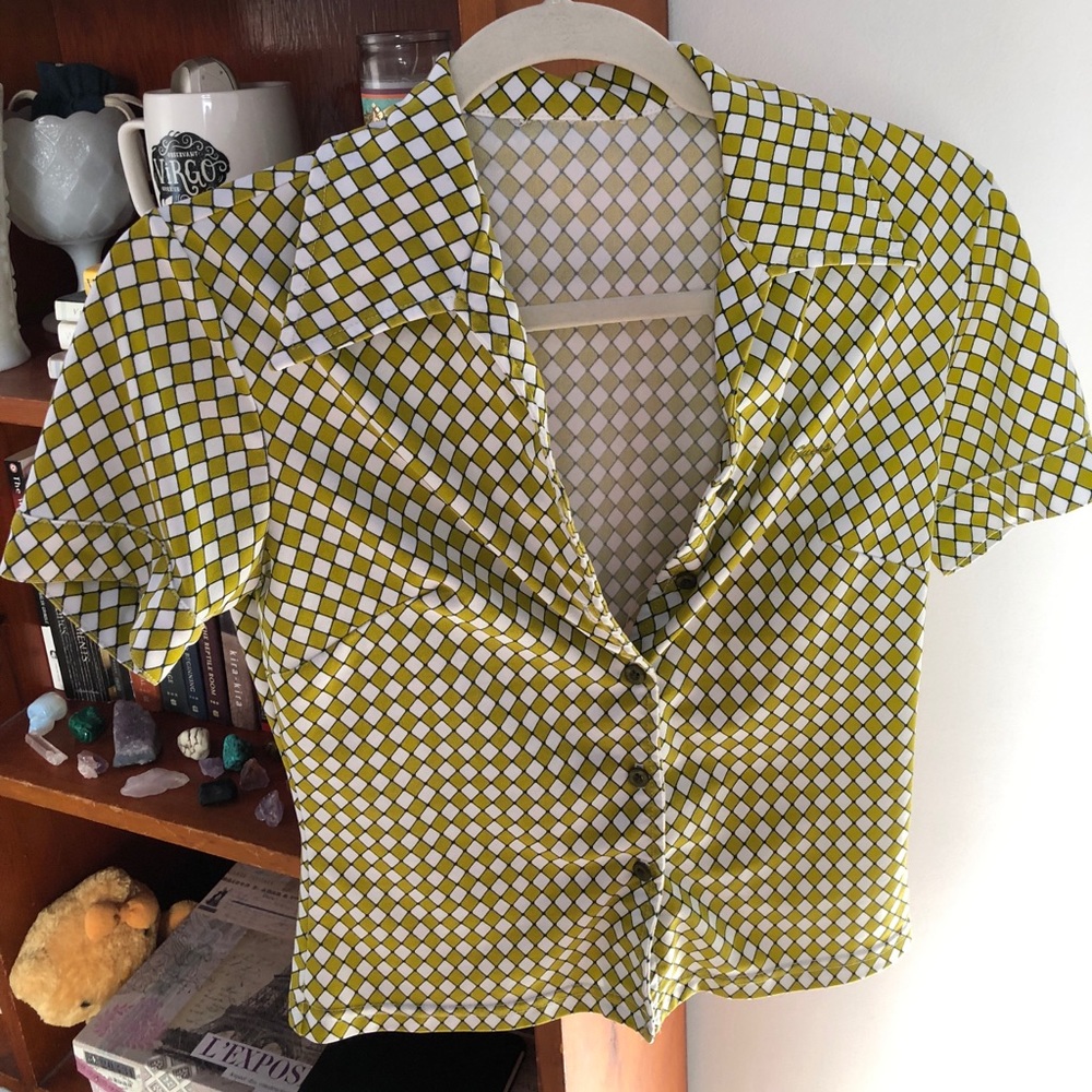 Vintage guess cropped bowling shirt